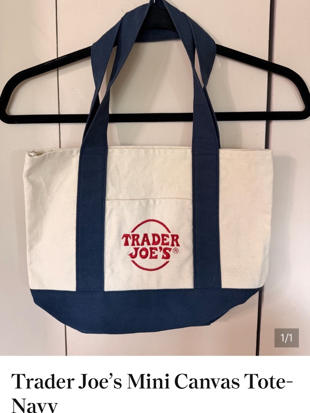 Navy & Cream Canvas Tote Bag